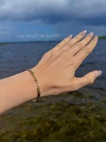 9ct. Yellow Gold Diamond Bangle with Curvilinear Design. NEW IN STOCK.