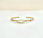 Designer Sterling Silver Gilt Bangle - Yellow &amp; Sapphire-Blue Gemstone Design. NEW IN STOCK.