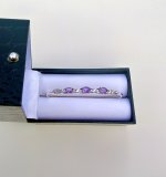 Sterling Silver Purple Gemstone Bangle with Figure-of-Eight Design. NEW IN STOCK.