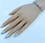 Sterling Silver Purple Gemstone Bangle with Figure-of-Eight Design. NEW IN STOCK.