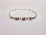 Sterling Silver Purple Gemstone Bangle with Figure-of-Eight Design. NEW IN STOCK.