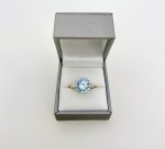 9ct. Gold Sky Blue Topaz Tiered Cluster Ring. NEW IN STOCK.