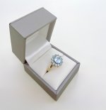 9ct. Gold Sky Blue Topaz Tiered Cluster Ring. NEW IN STOCK.