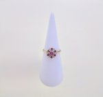 Vintage 9ct. Yellow Gold Ruby &amp; Diamond Cluster Ring - 7 Rubies &amp; 12 Diamonds. NEW IN STOCK.