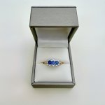 Vintage 9ct. Gold Blue Sapphire &amp; Diamond Ring. NEW IN STOCK.